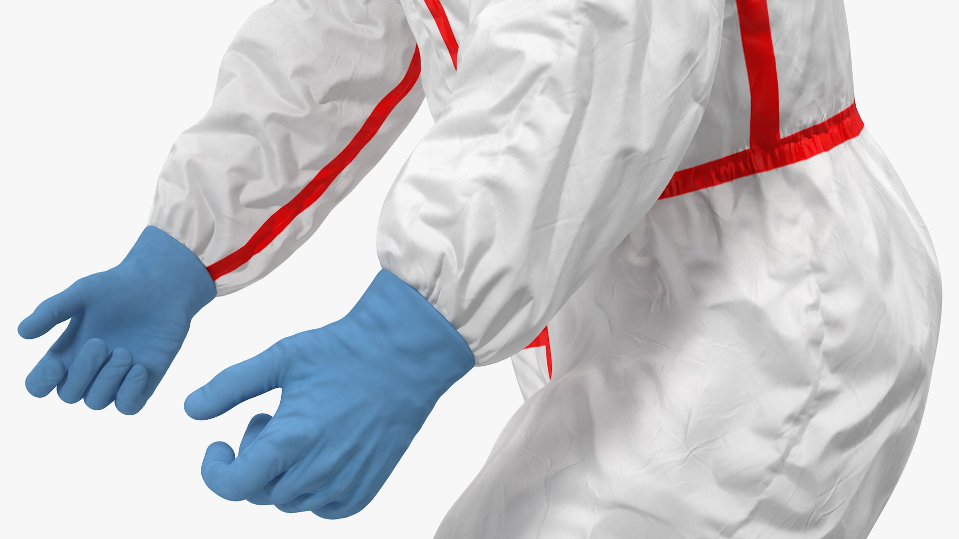 Chemical Protective Suit with Ambulance Hospital Bed Gurney 3D model