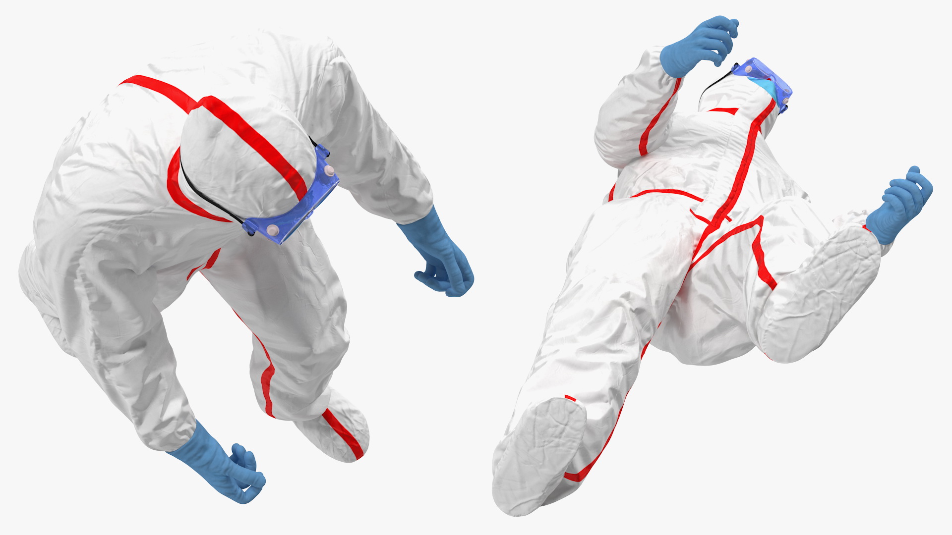 Chemical Protective Suit with Ambulance Hospital Bed Gurney 3D model