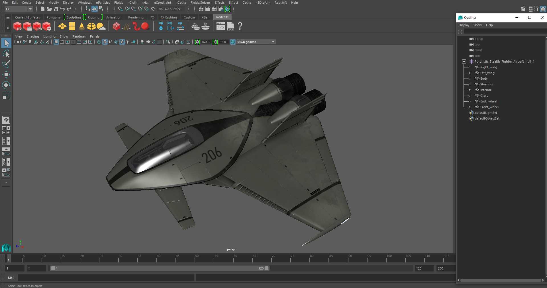 3D model Futuristic Stealth Fighter Aircraft