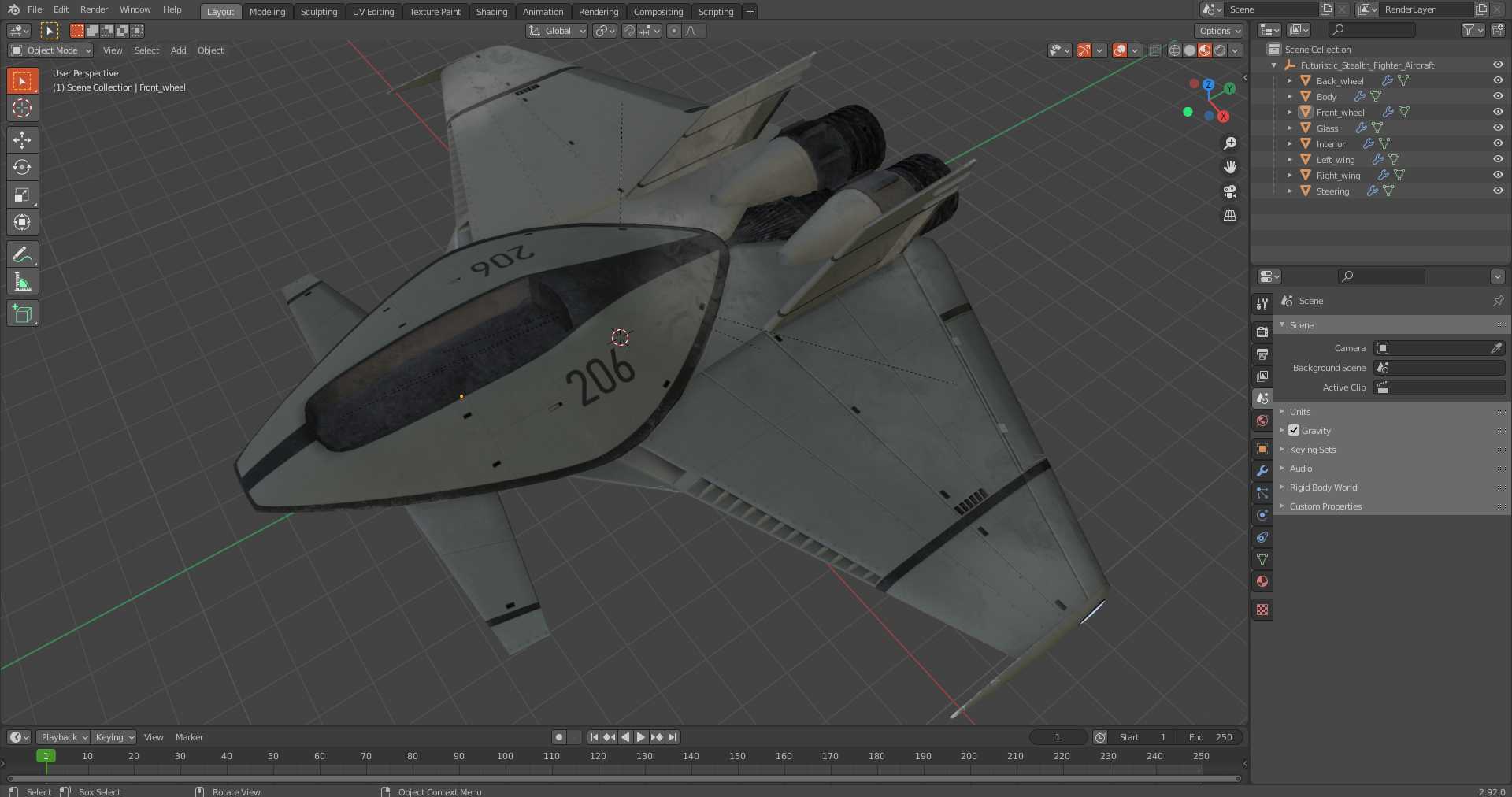 3D model Futuristic Stealth Fighter Aircraft