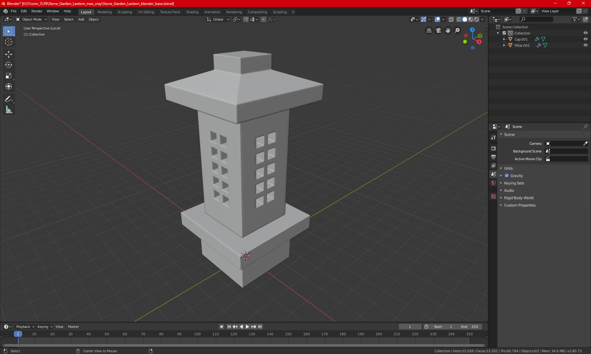Japanese Stone Lantern 3D