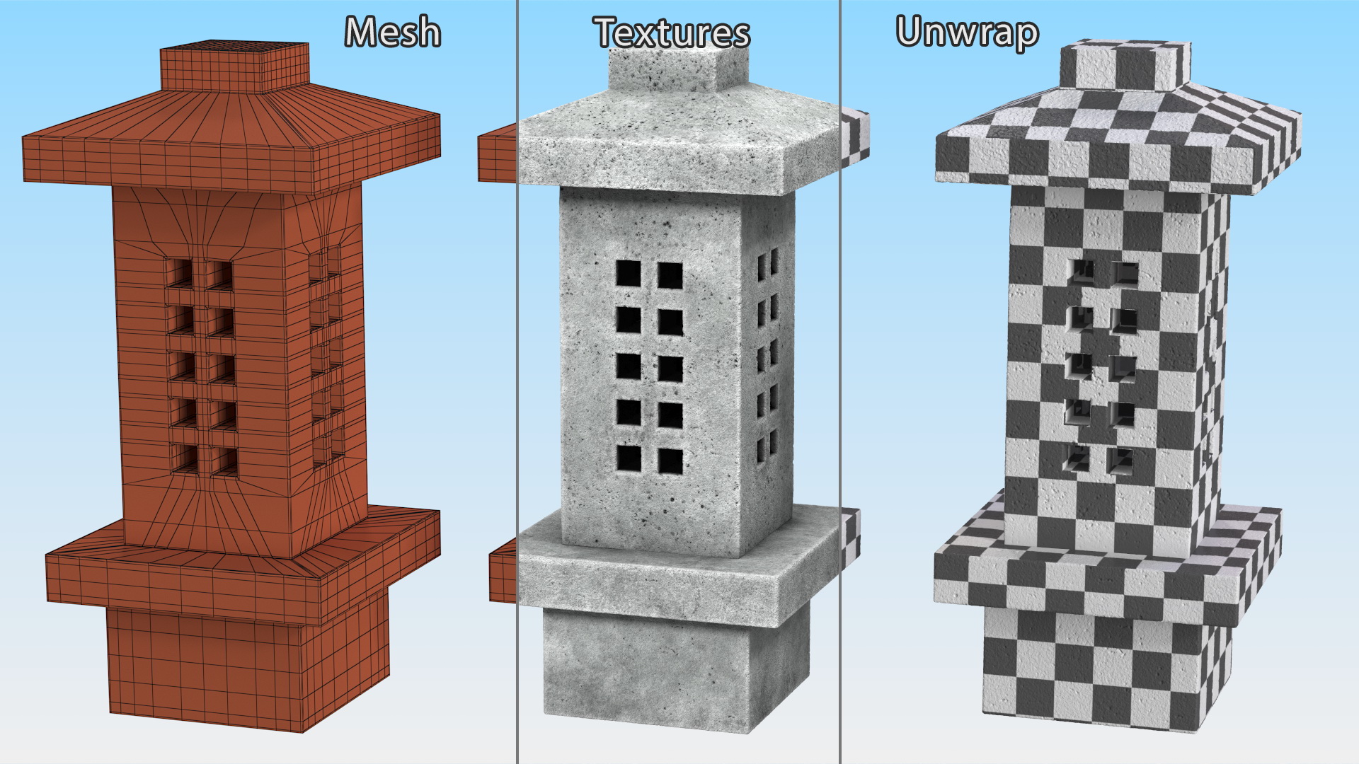 Japanese Stone Lantern 3D