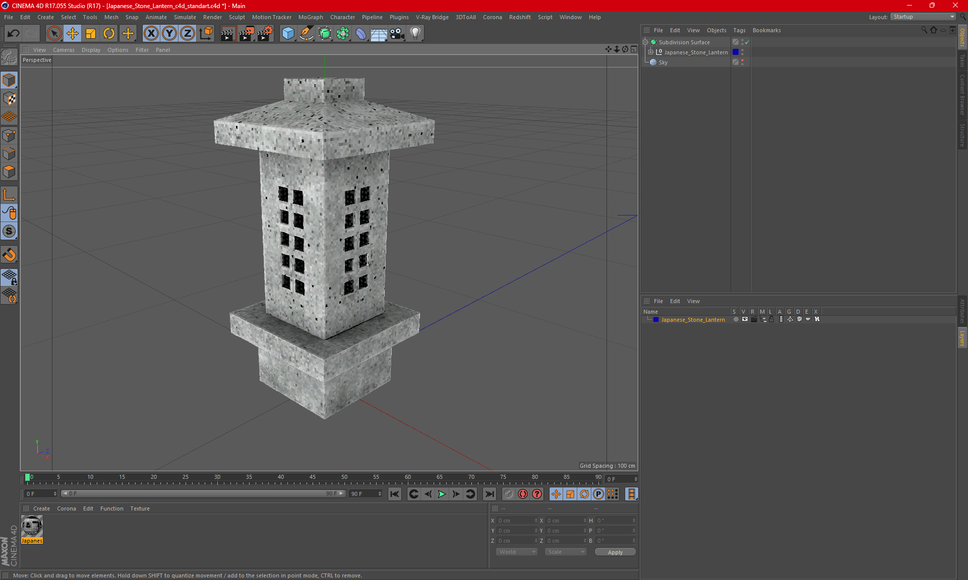 Japanese Stone Lantern 3D