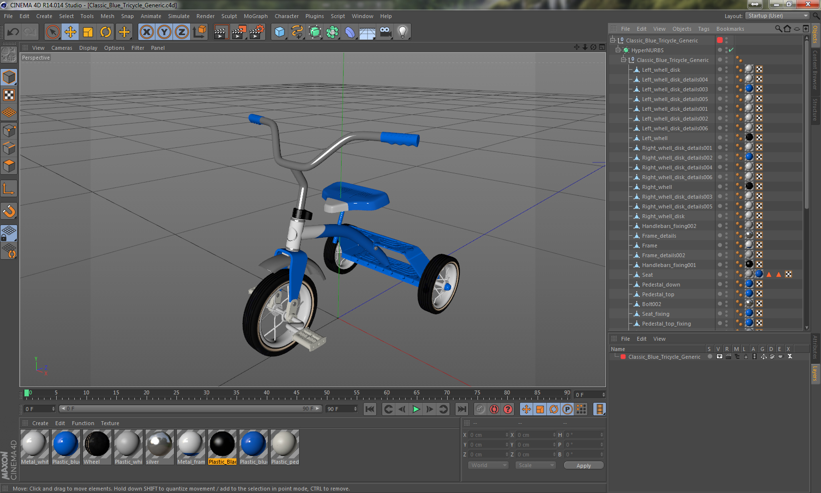 Classic Blue Tricycle Generic 3D model
