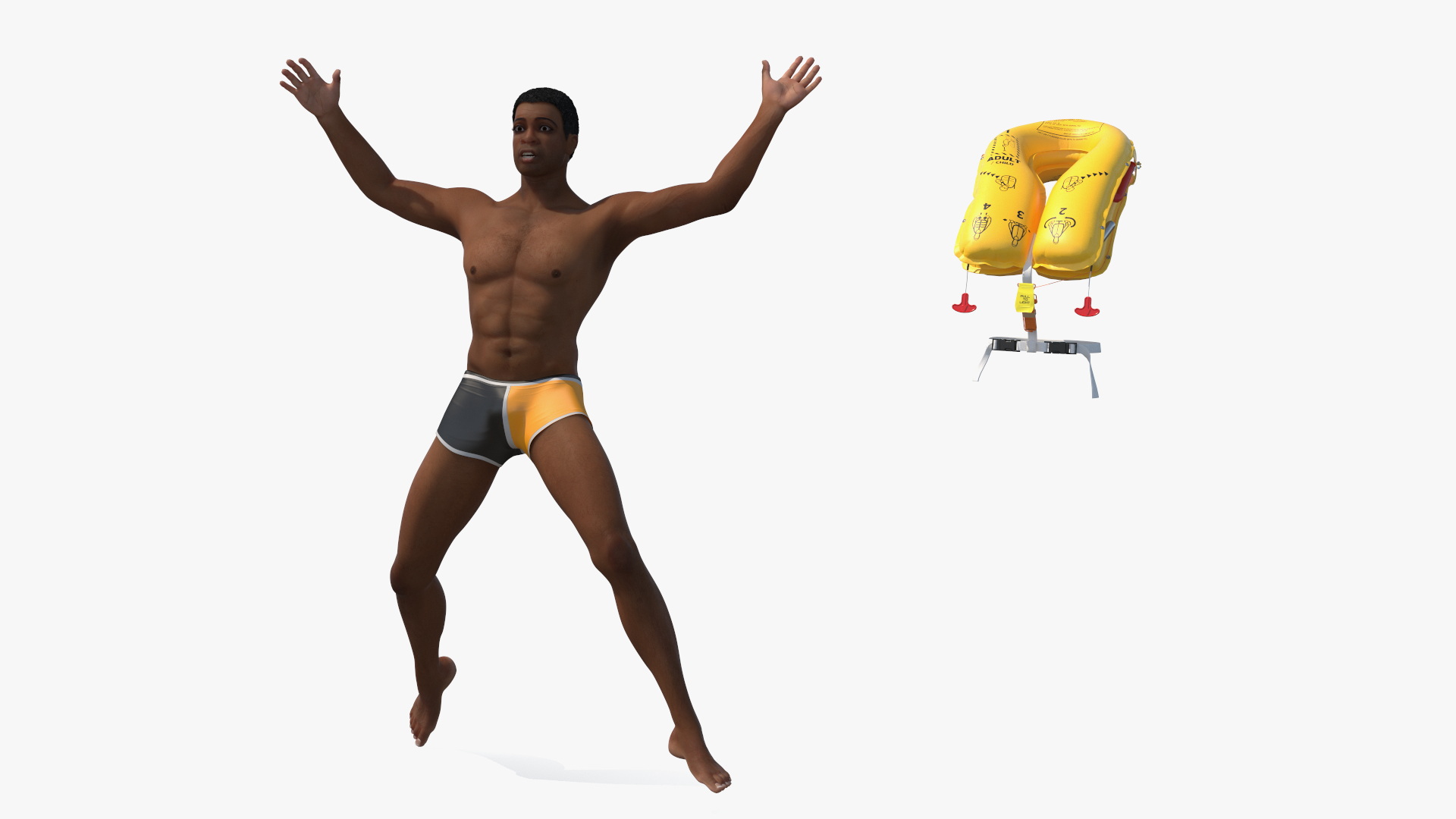 Drowning Man in a Life Jacket 3D model