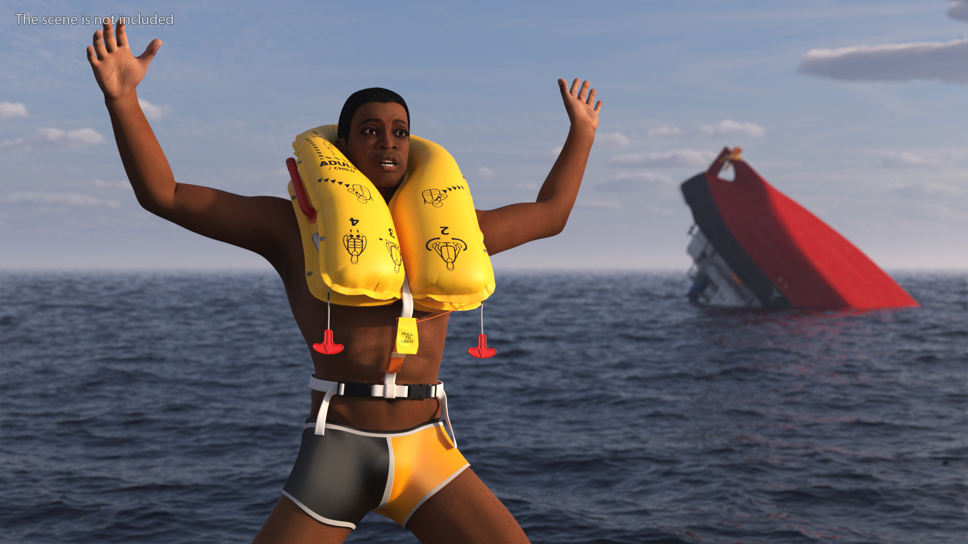 Drowning Man in a Life Jacket 3D model