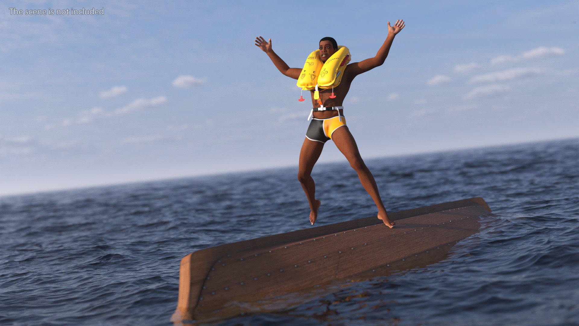 Drowning Man in a Life Jacket 3D model