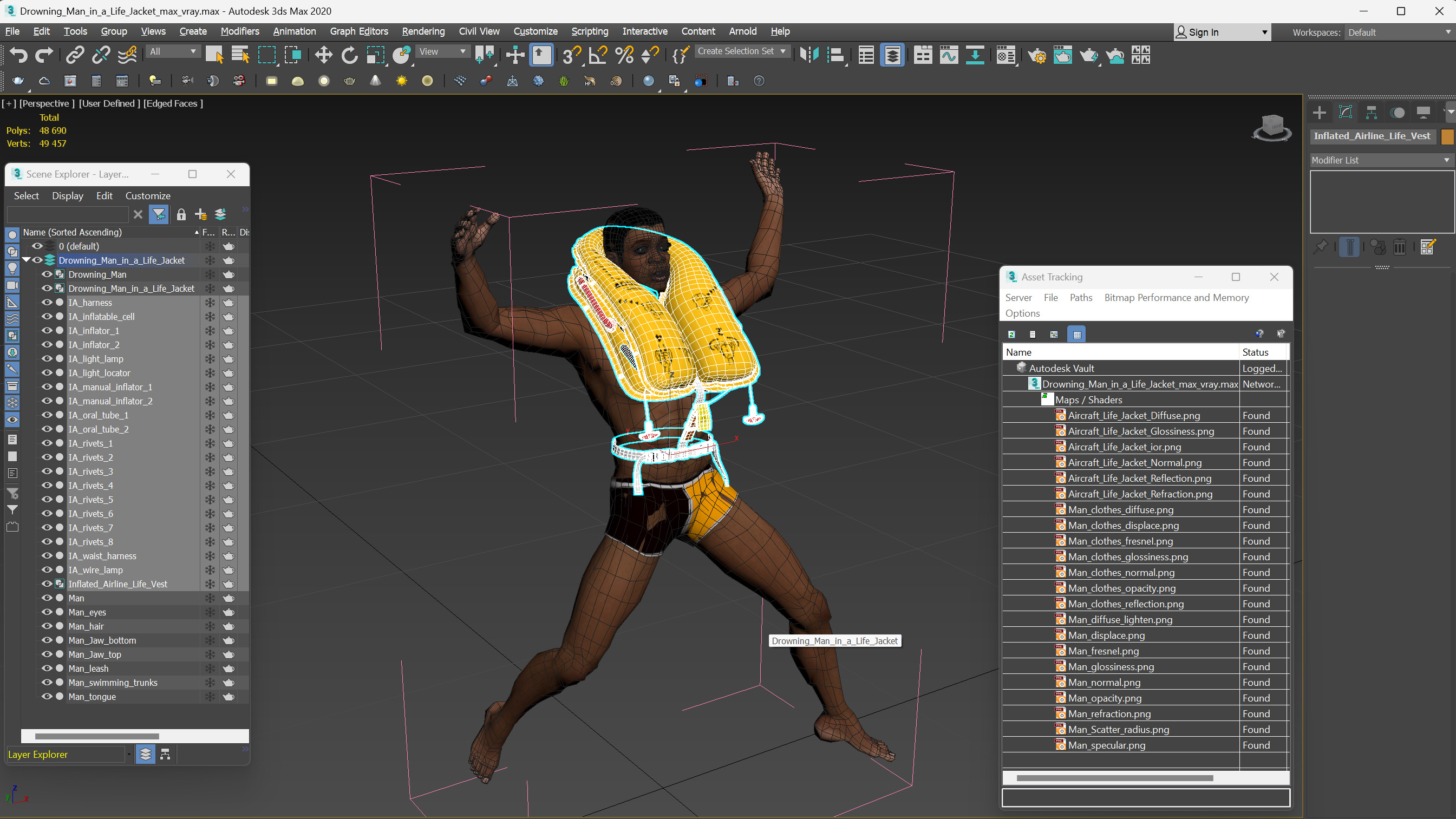Drowning Man in a Life Jacket 3D model
