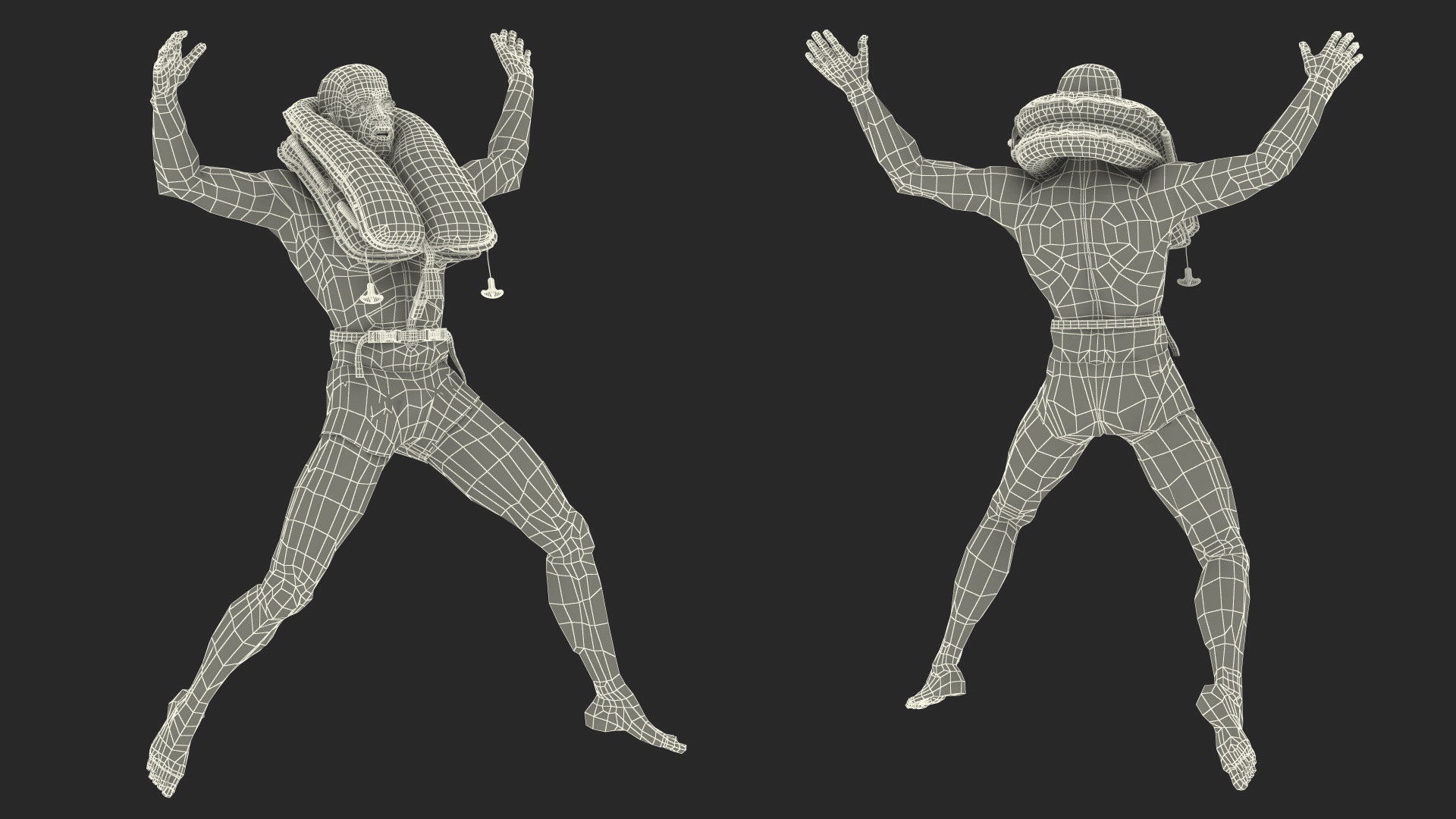 Drowning Man in a Life Jacket 3D model
