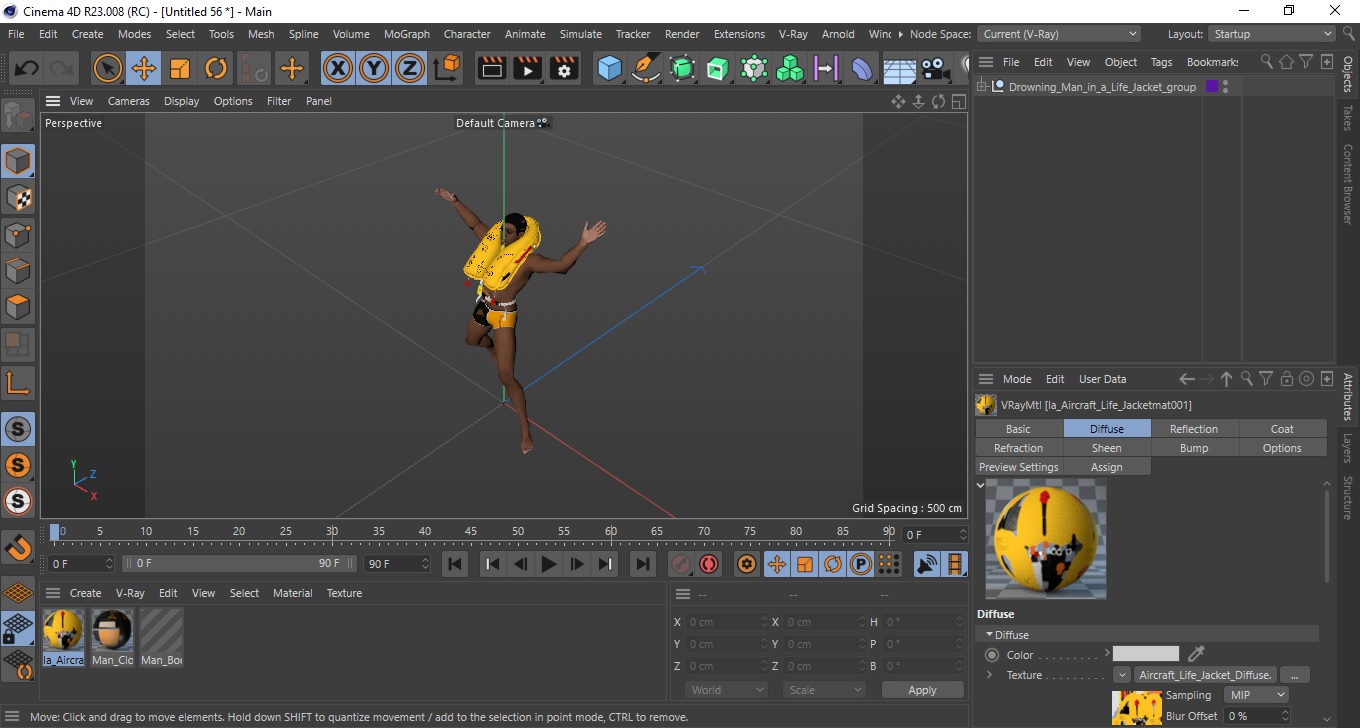 Drowning Man in a Life Jacket 3D model