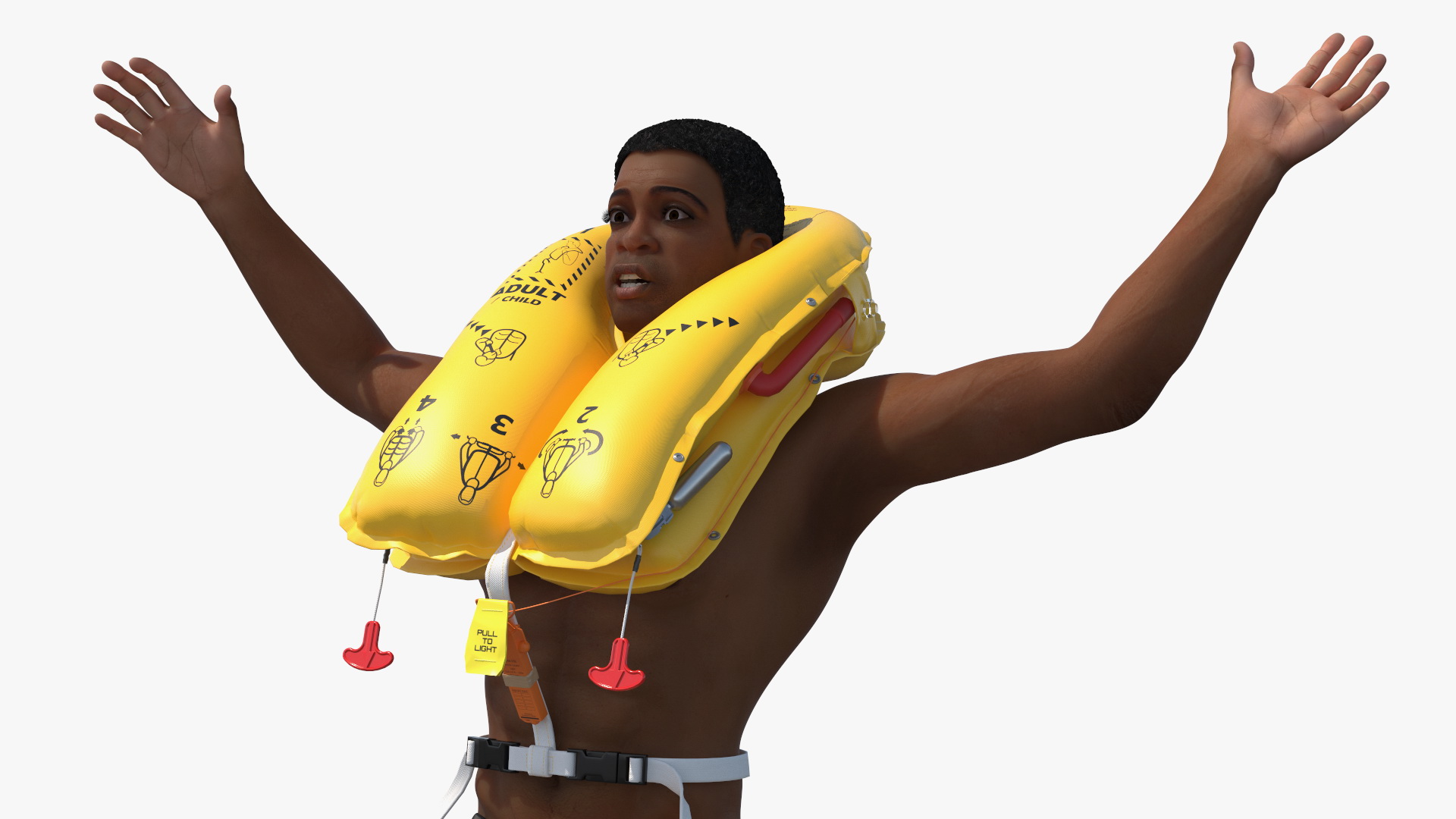 Drowning Man in a Life Jacket 3D model