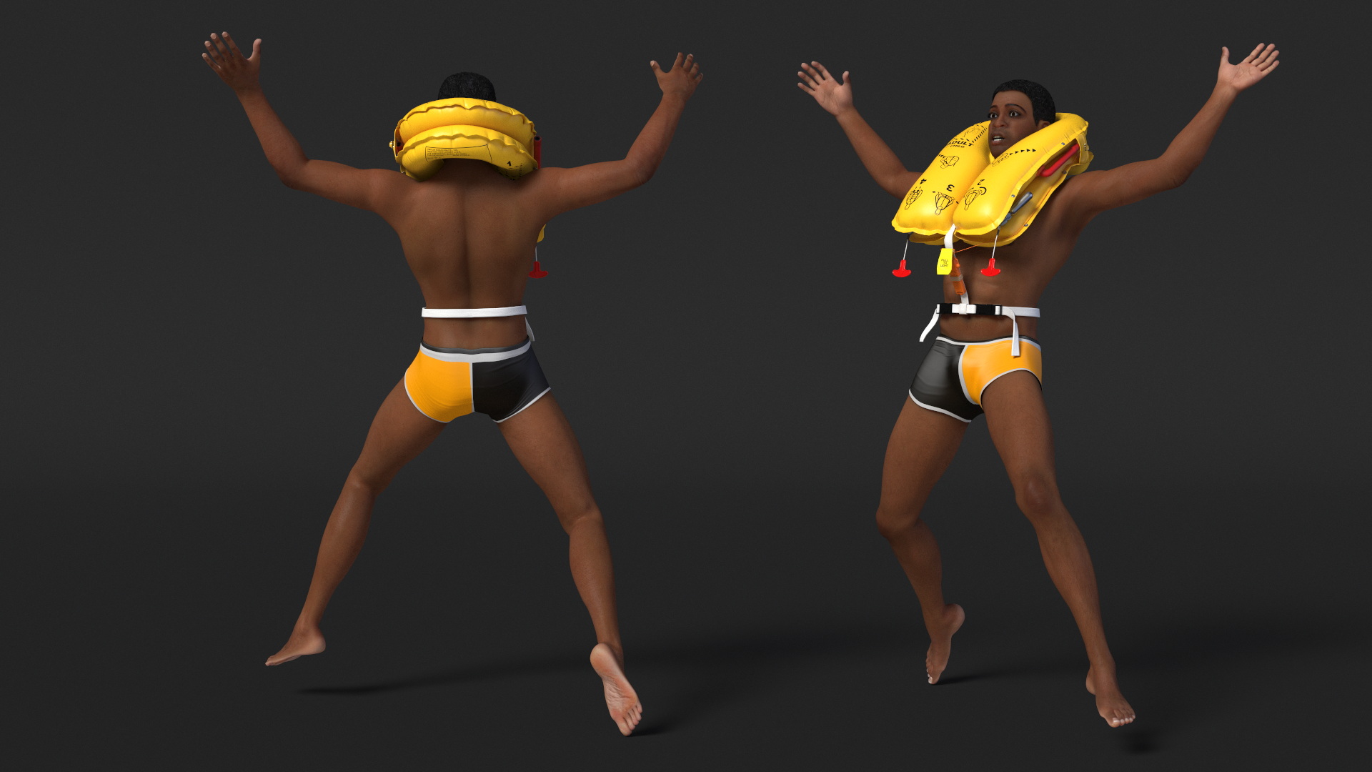Drowning Man in a Life Jacket 3D model