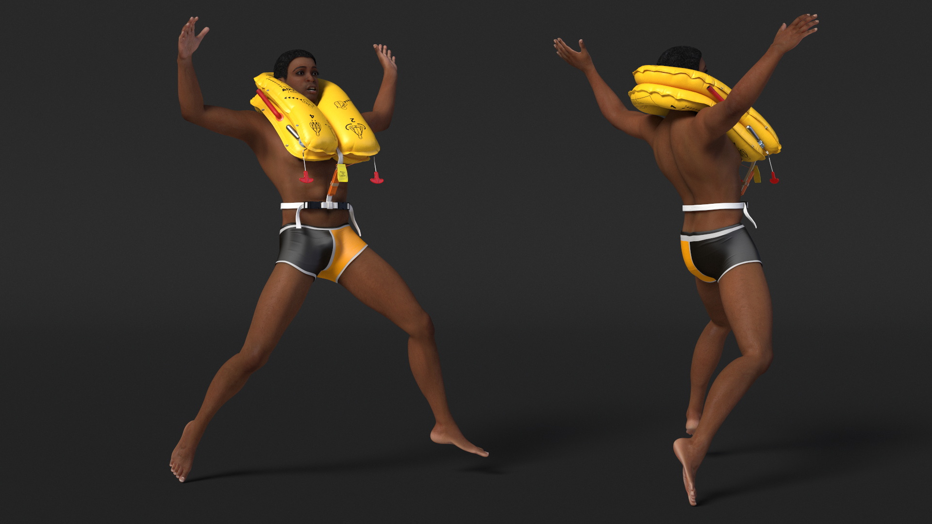 Drowning Man in a Life Jacket 3D model