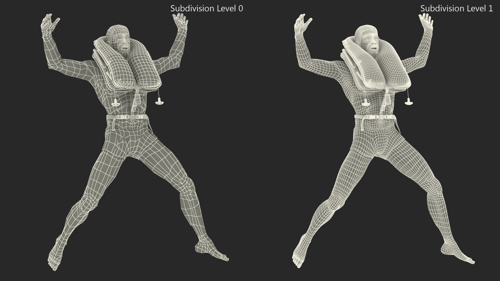 Drowning Man in a Life Jacket 3D model