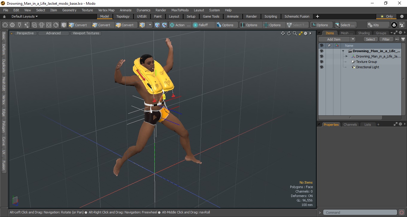 Drowning Man in a Life Jacket 3D model