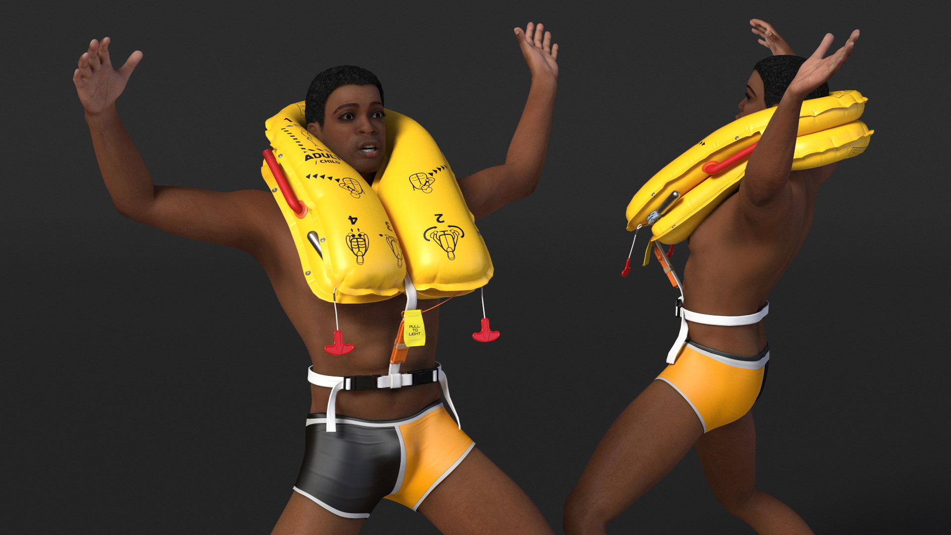 Drowning Man in a Life Jacket 3D model