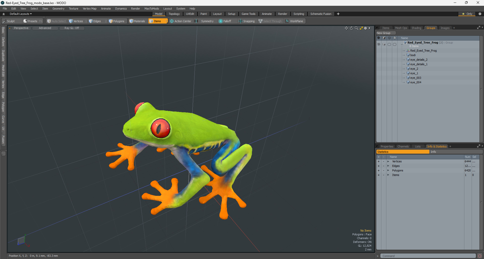 3D Red-Eyed Tree Frog model