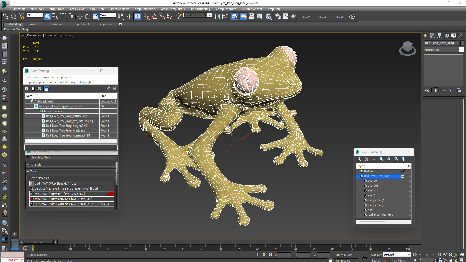 3D Red-Eyed Tree Frog model