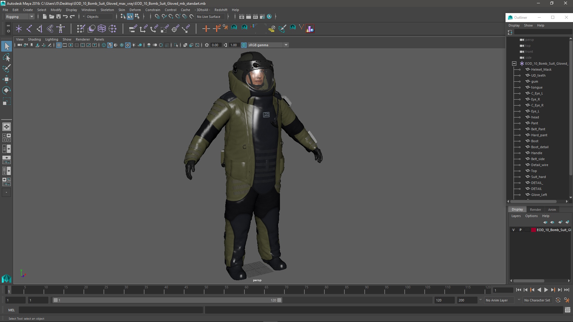 3D EOD 10 Bomb Suit Gloved model