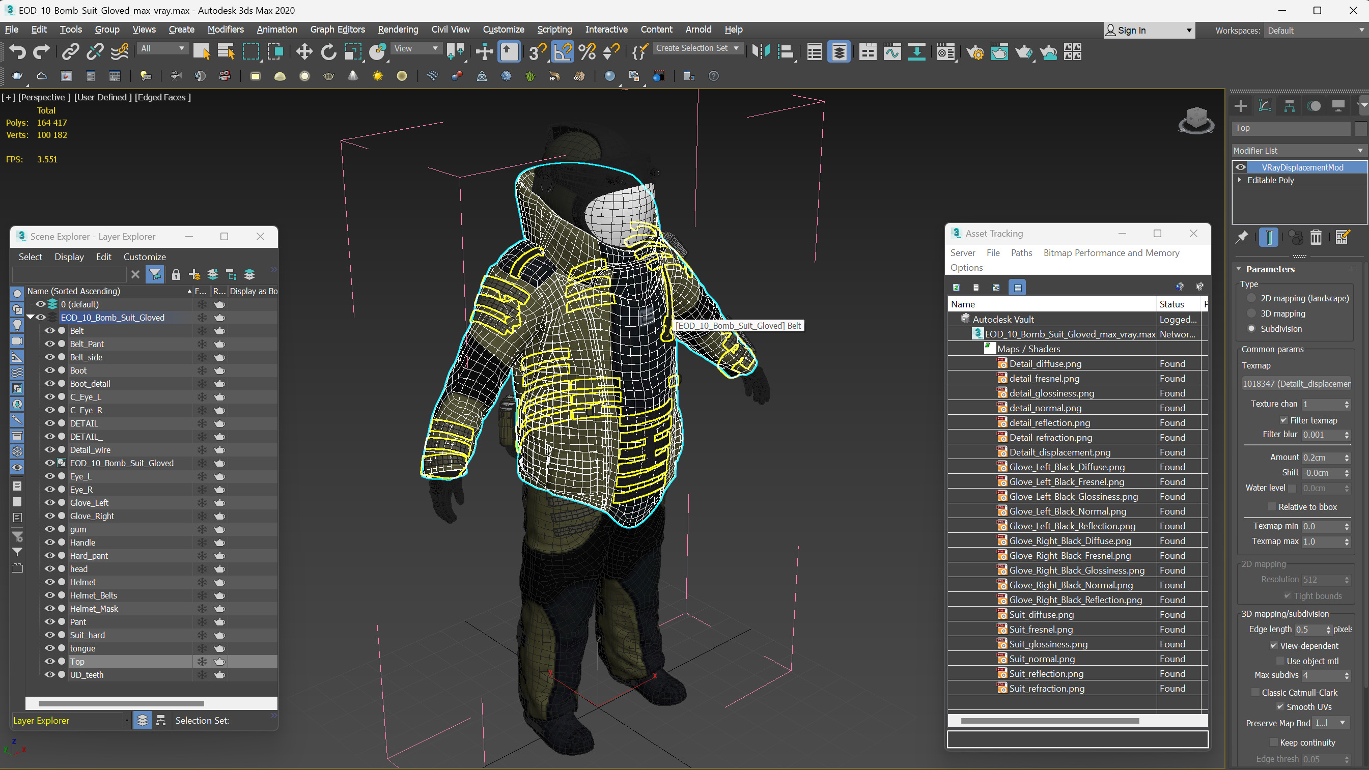3D EOD 10 Bomb Suit Gloved model