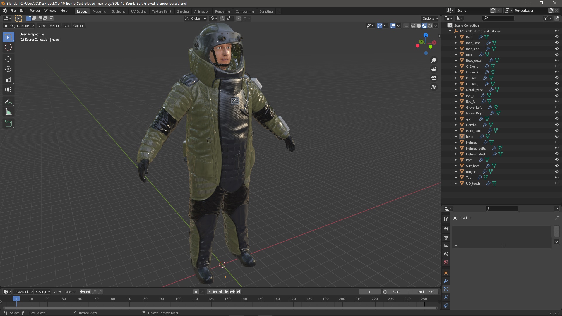 3D EOD 10 Bomb Suit Gloved model