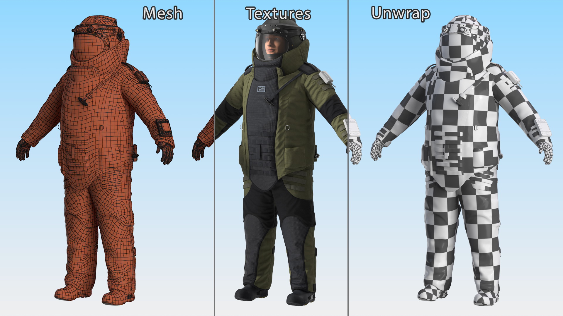 3D EOD 10 Bomb Suit Gloved model