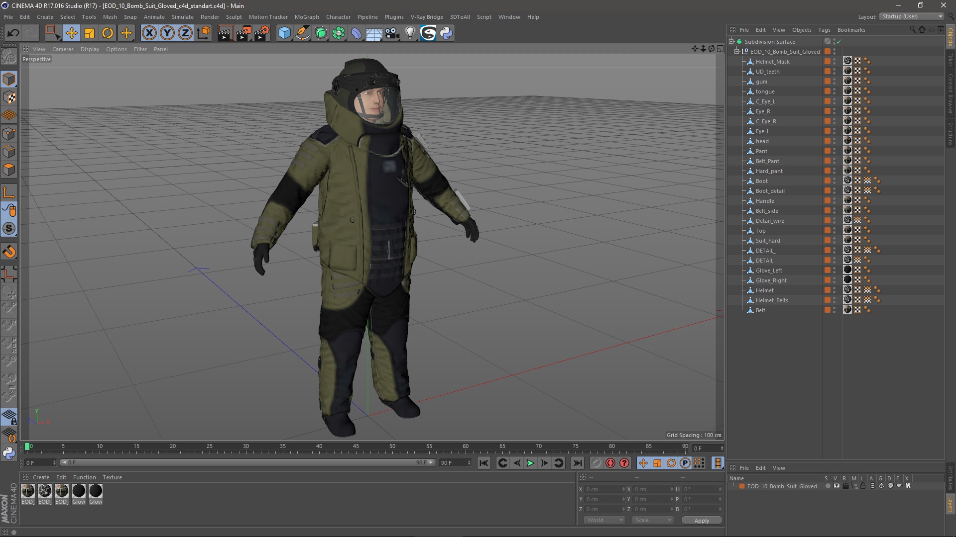 3D EOD 10 Bomb Suit Gloved model
