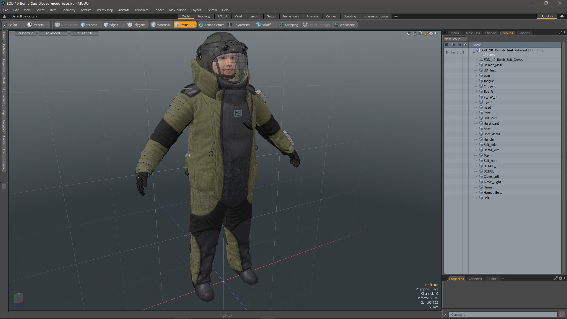 3D EOD 10 Bomb Suit Gloved model