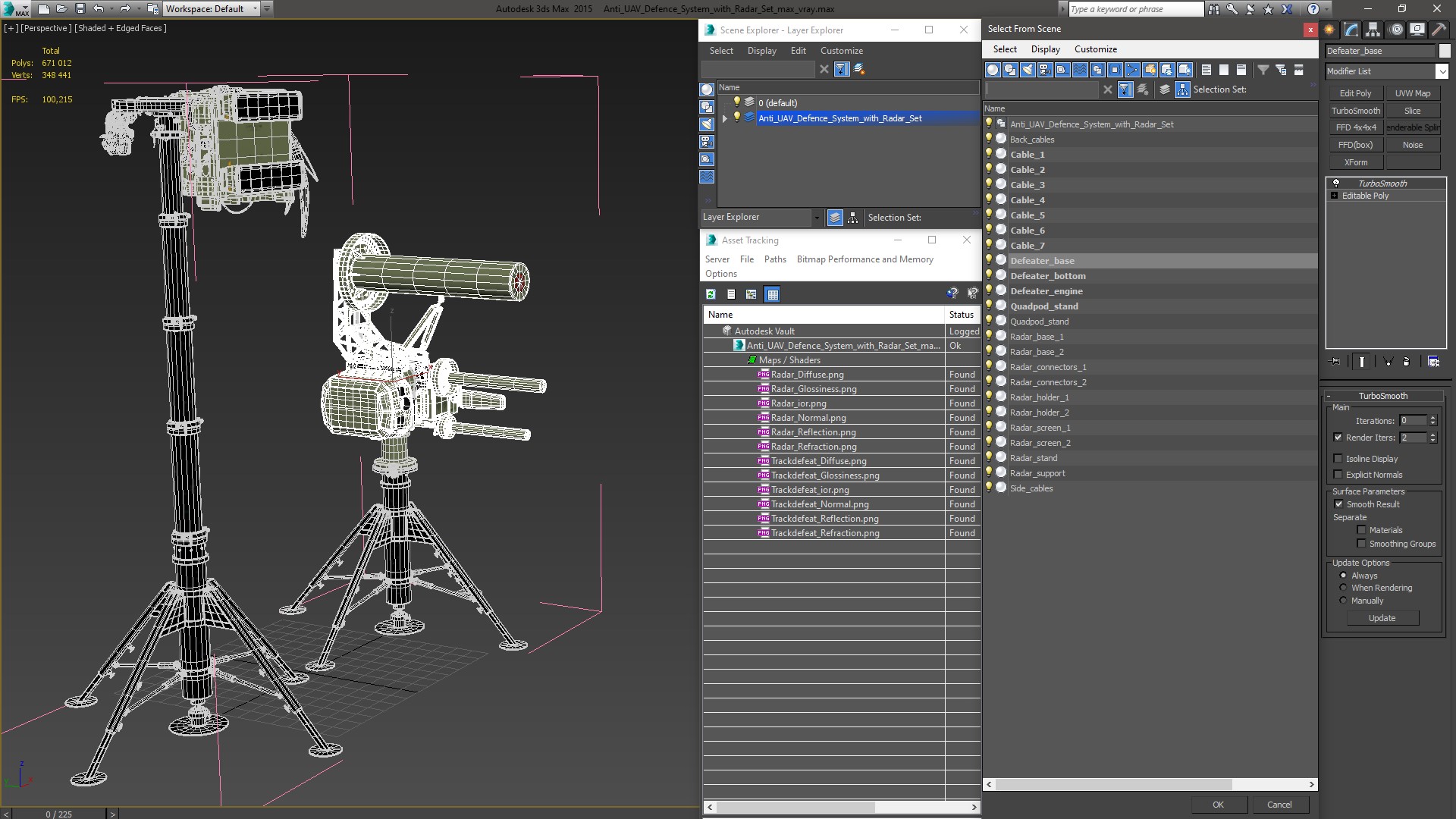 3D Anti UAV Defence System with Radar Set model