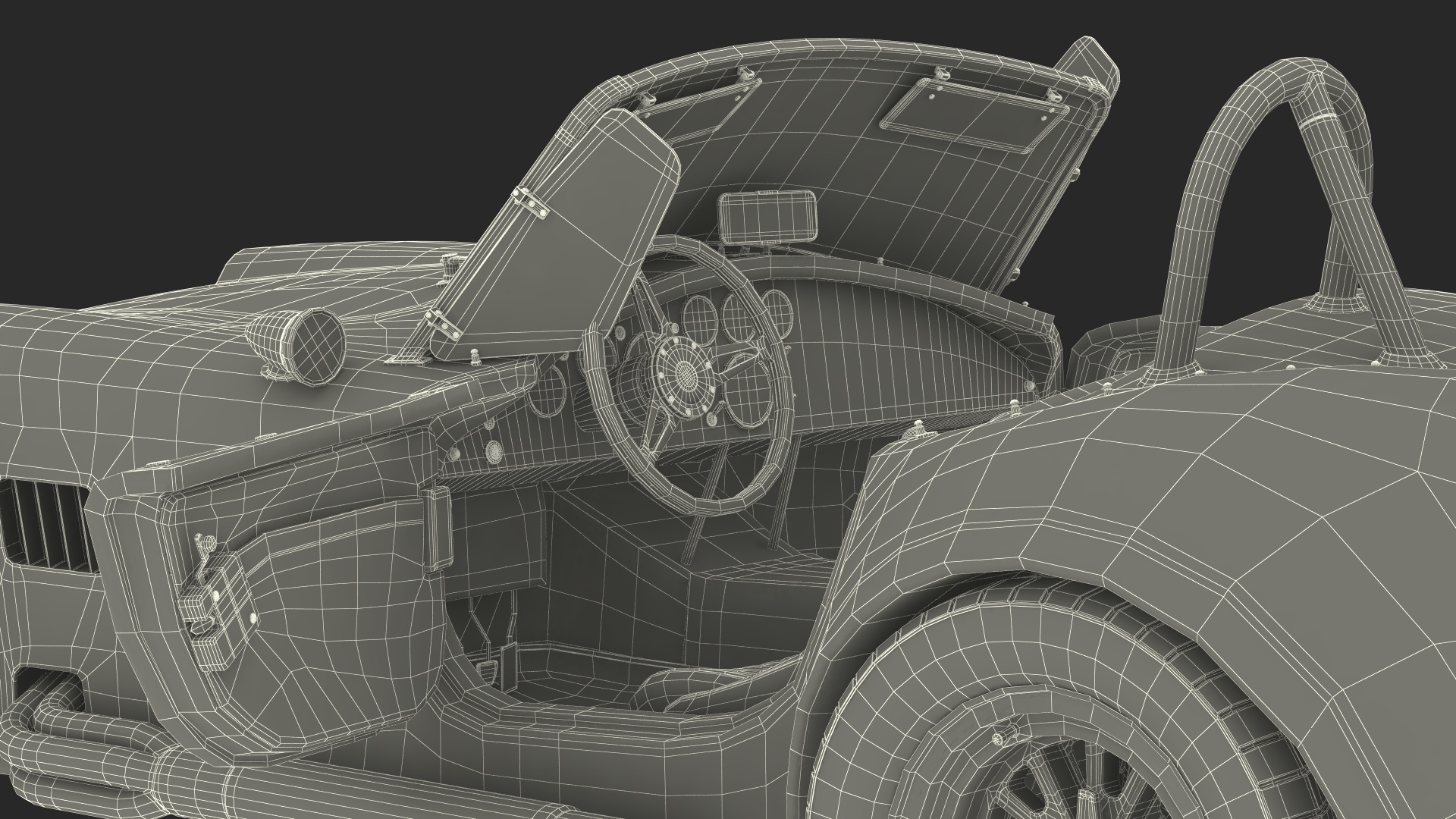 3D Retro Racing Car Rigged model