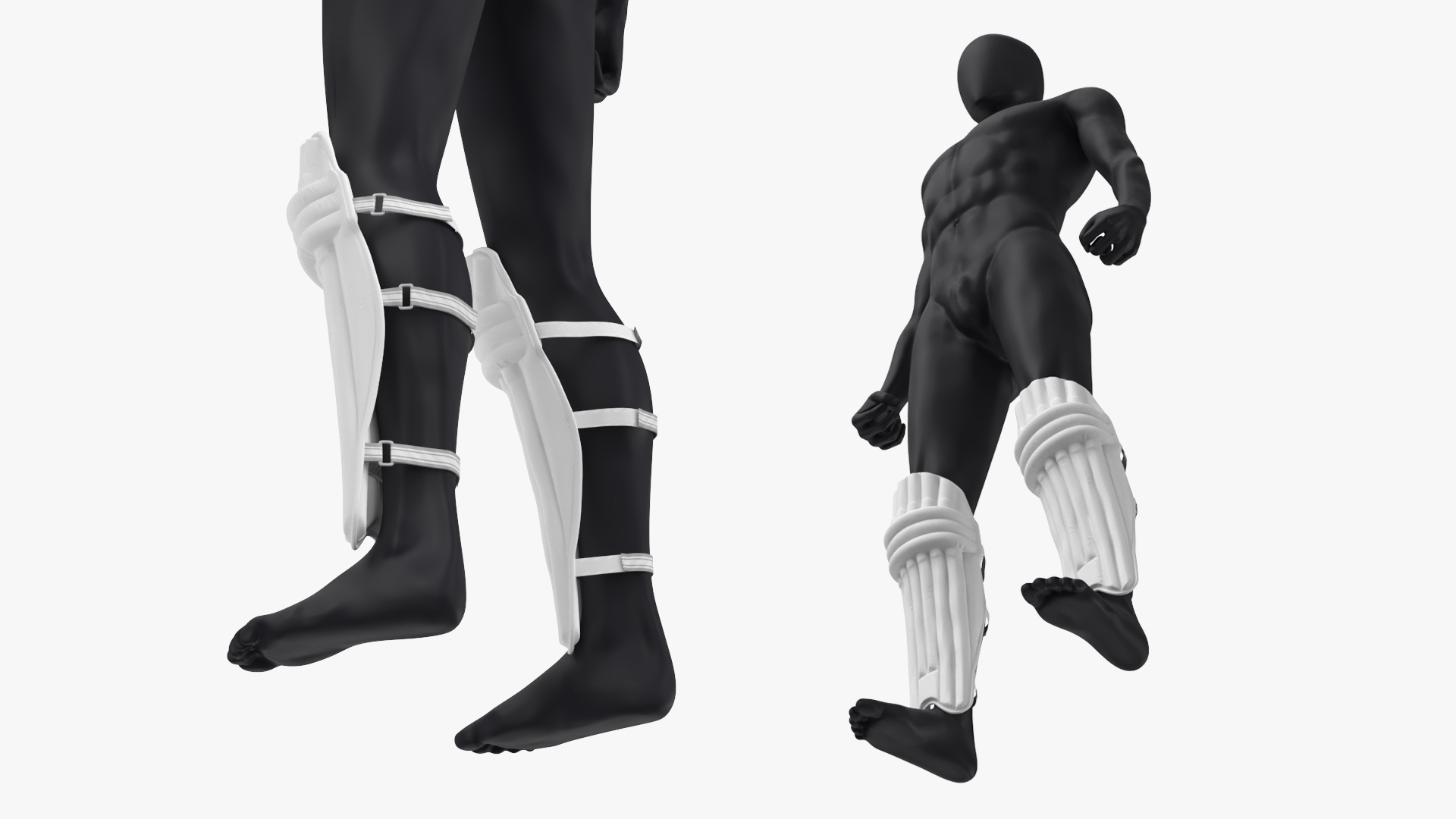 White Cricket Batting Pads on Mannequin - view 2