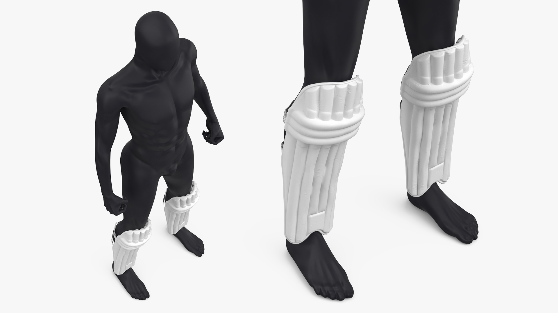 White Cricket Batting Pads on Mannequin - view 3