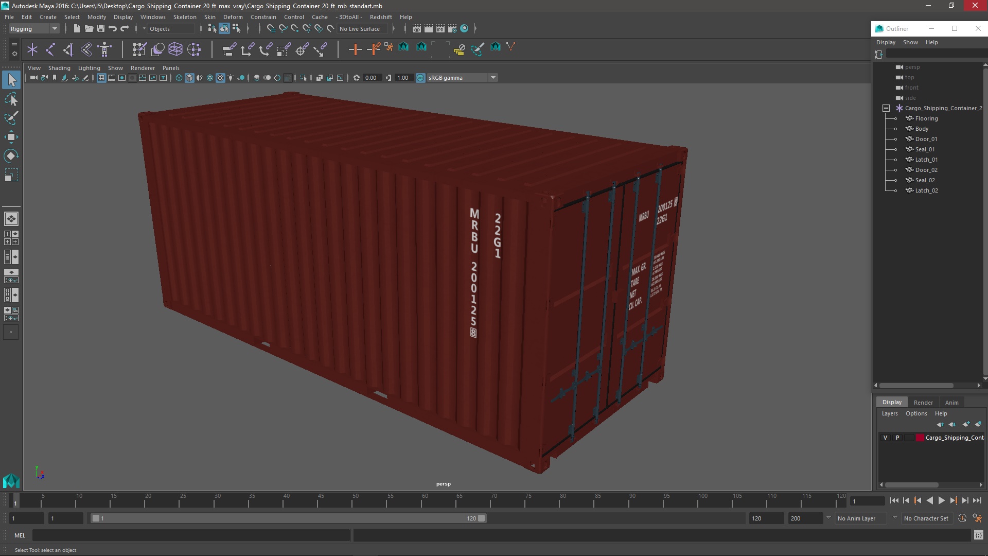 3D model Cargo Shipping Container 20 ft