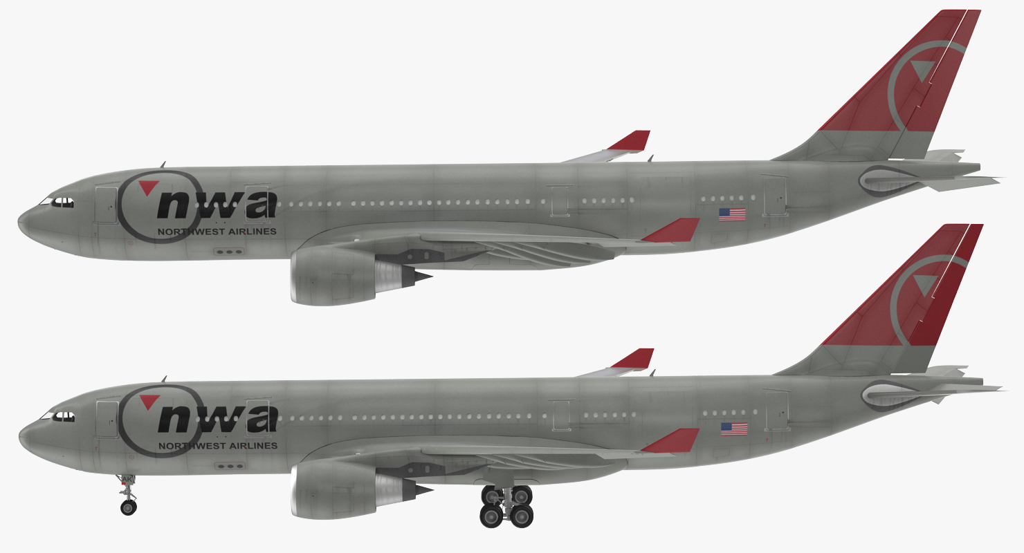 3D Airbus A330 P2F Northwest Airlines Rigged