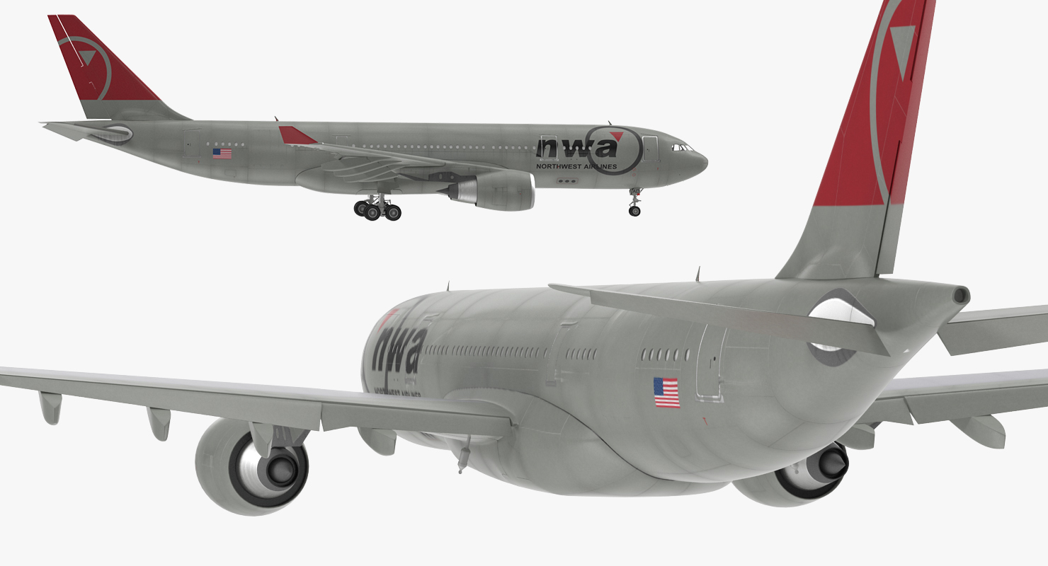 3D Airbus A330 P2F Northwest Airlines Rigged