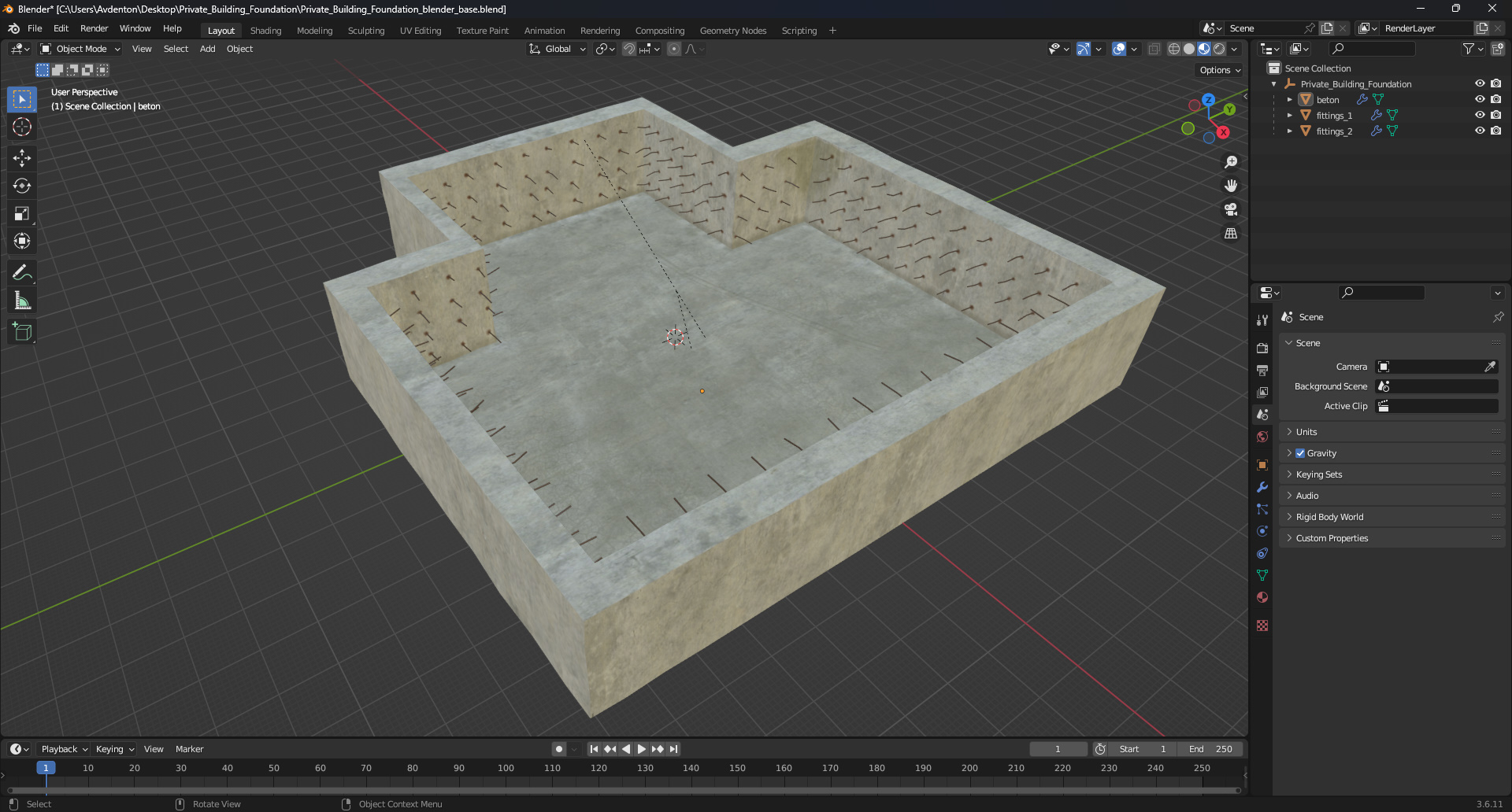 Private Building Foundation 3D