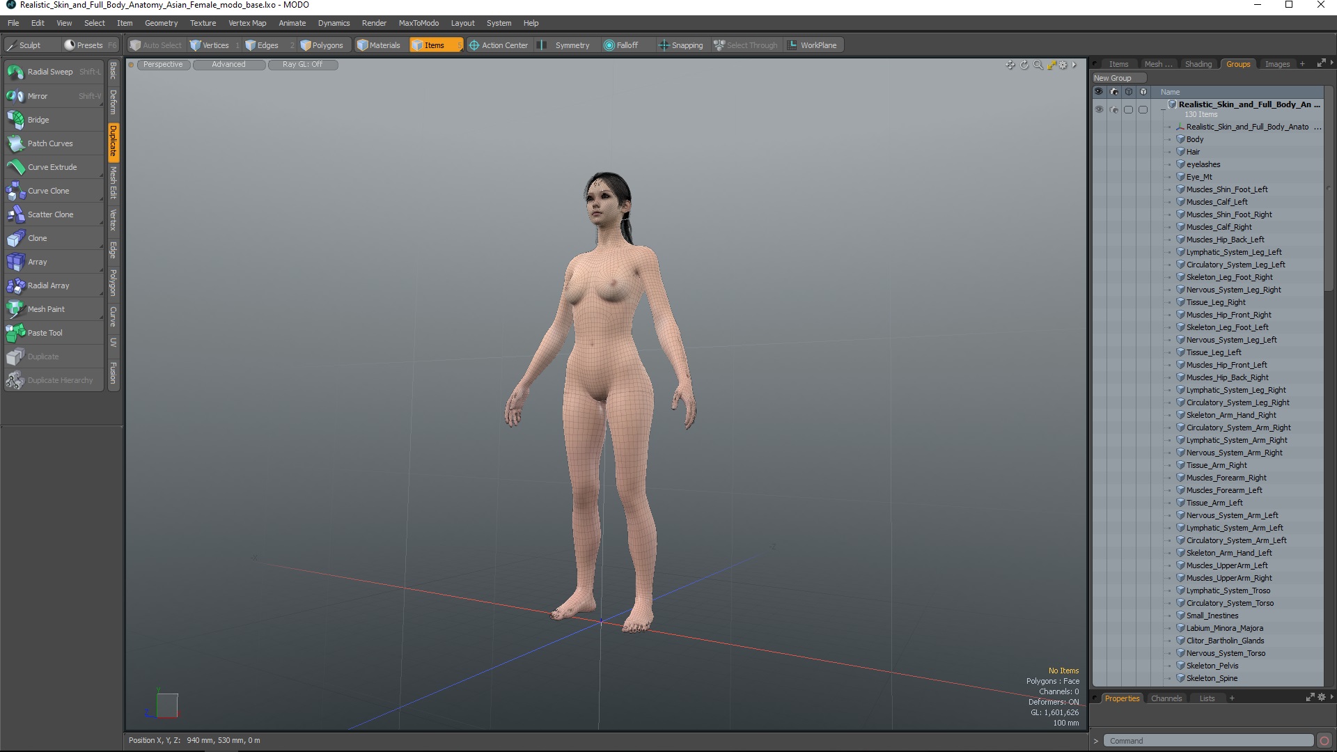 Realistic Skin and Full Body Anatomy Asian Female 3D model