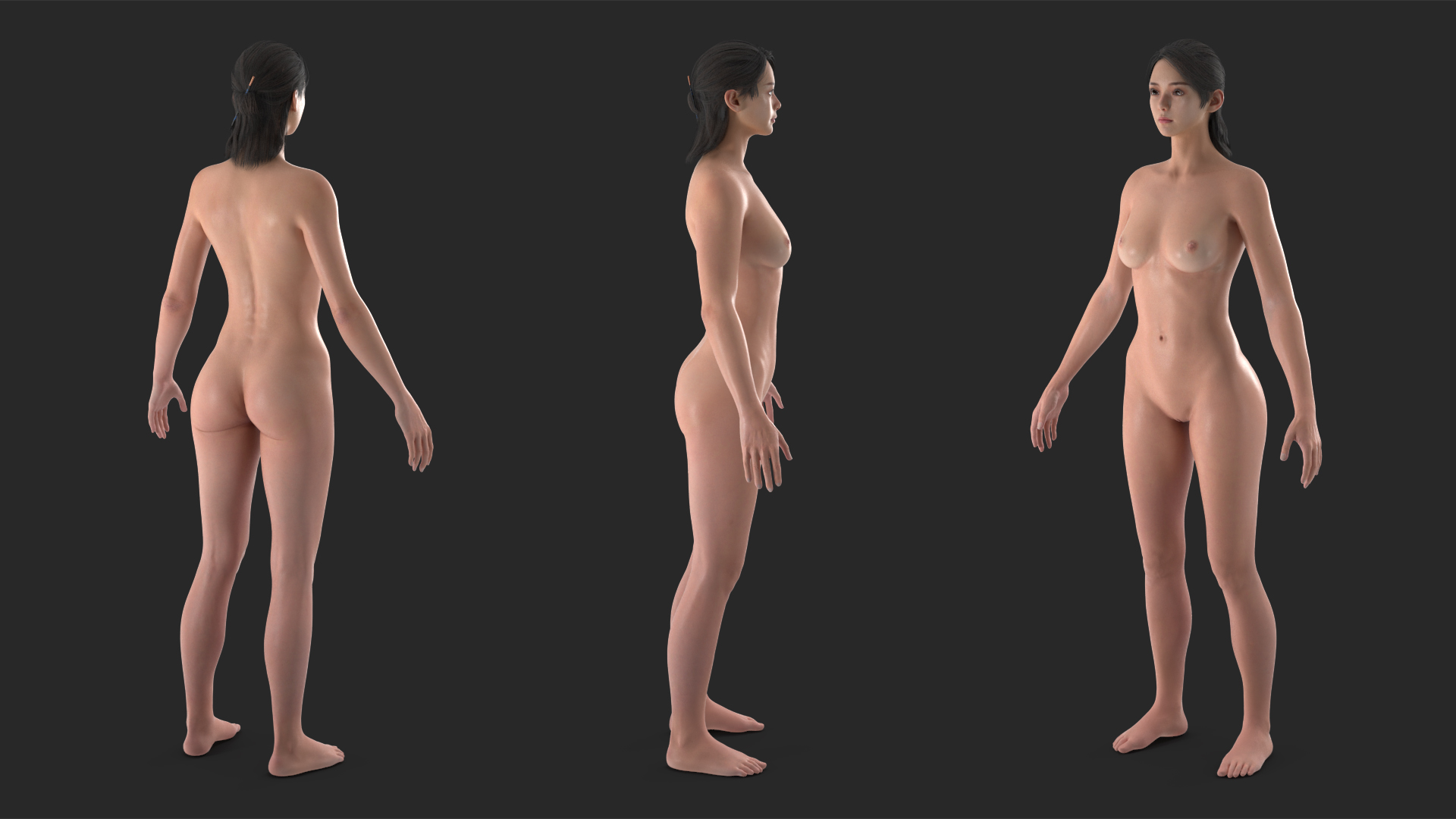 Realistic Skin and Full Body Anatomy Asian Female 3D model