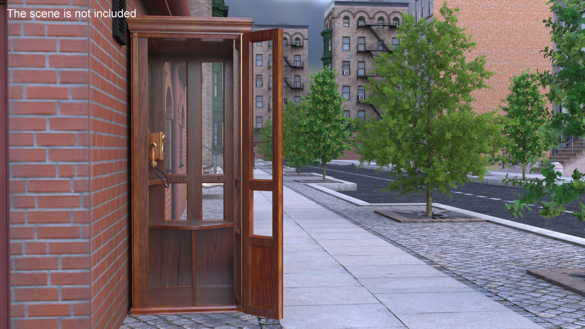 3D Antique Wooden Phone Booth