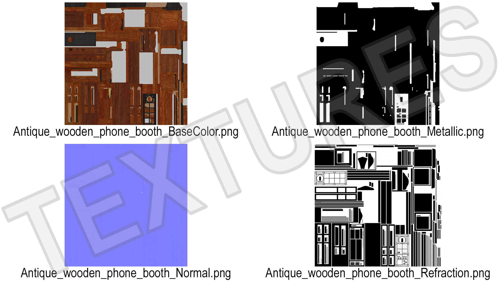3D Antique Wooden Phone Booth