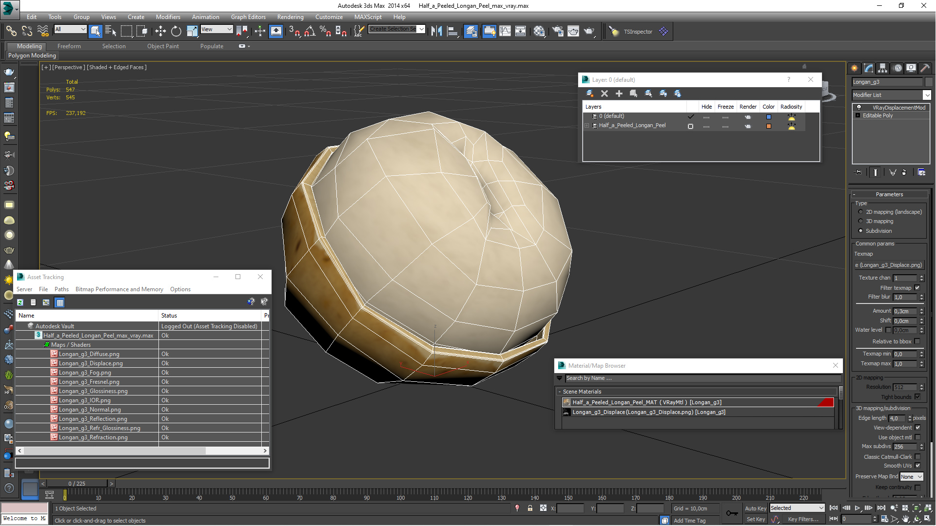 3D model Half a Peeled Longan Peel