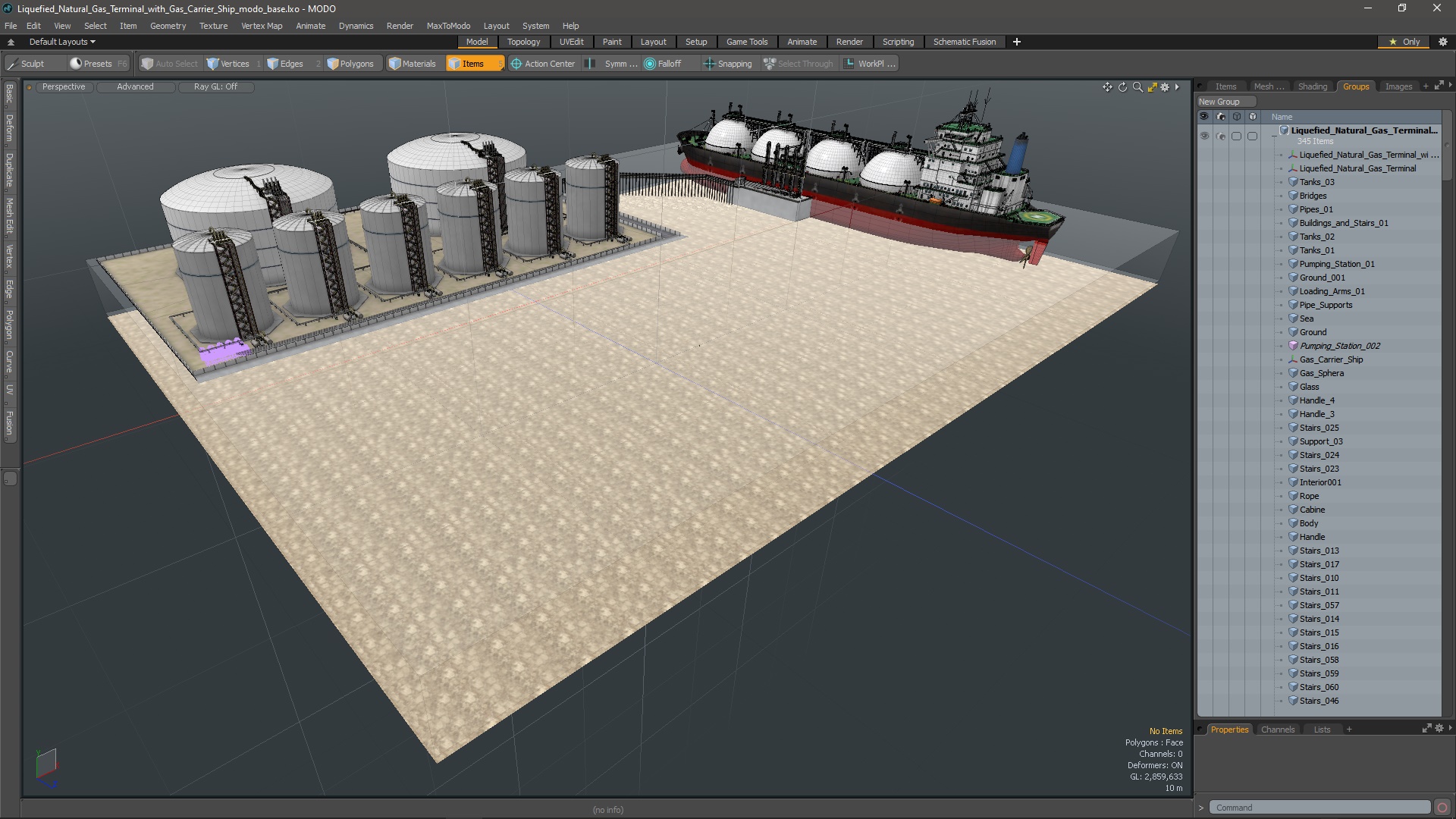 Liquefied Natural Gas Terminal with Gas Carrier Ship 3D