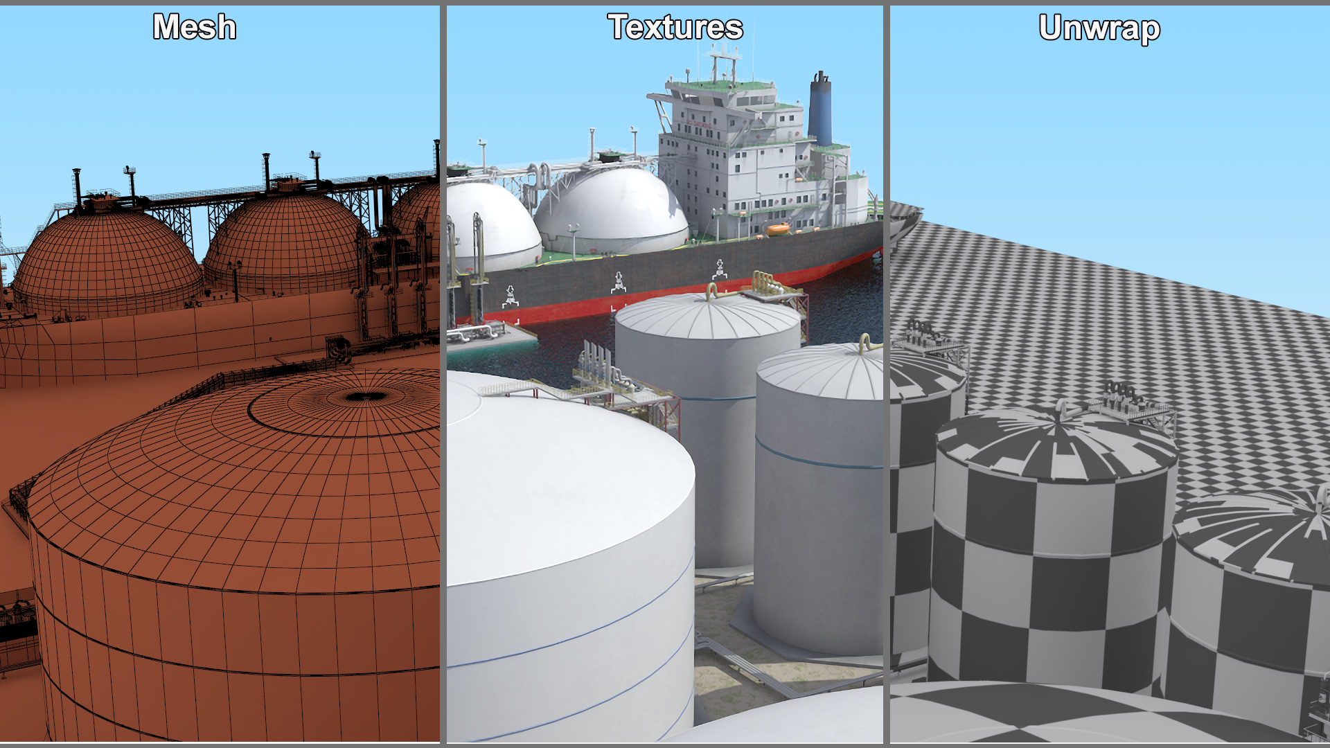Liquefied Natural Gas Terminal with Gas Carrier Ship 3D