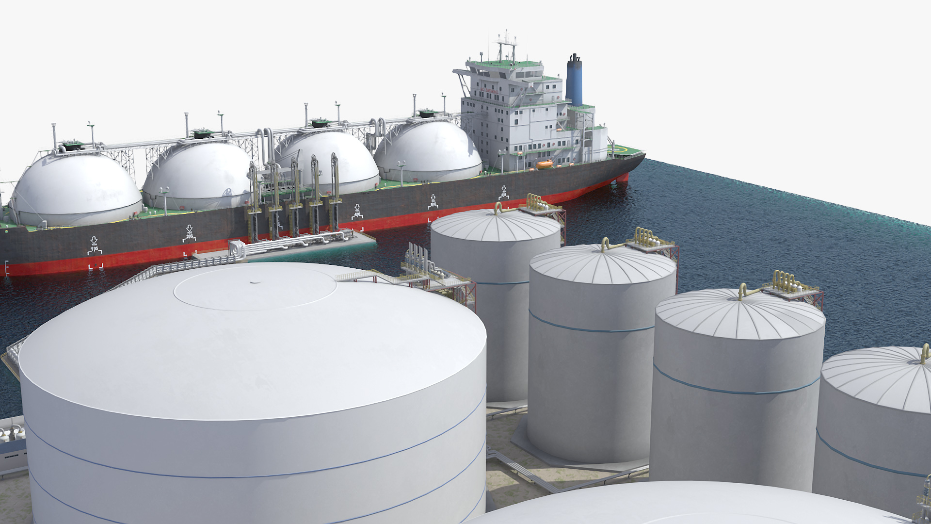 Liquefied Natural Gas Terminal with Gas Carrier Ship 3D