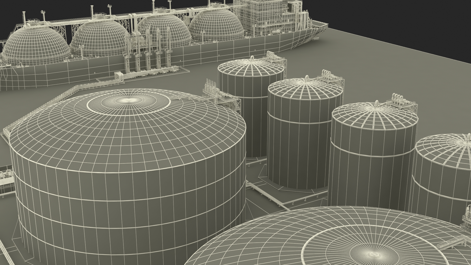 Liquefied Natural Gas Terminal with Gas Carrier Ship 3D