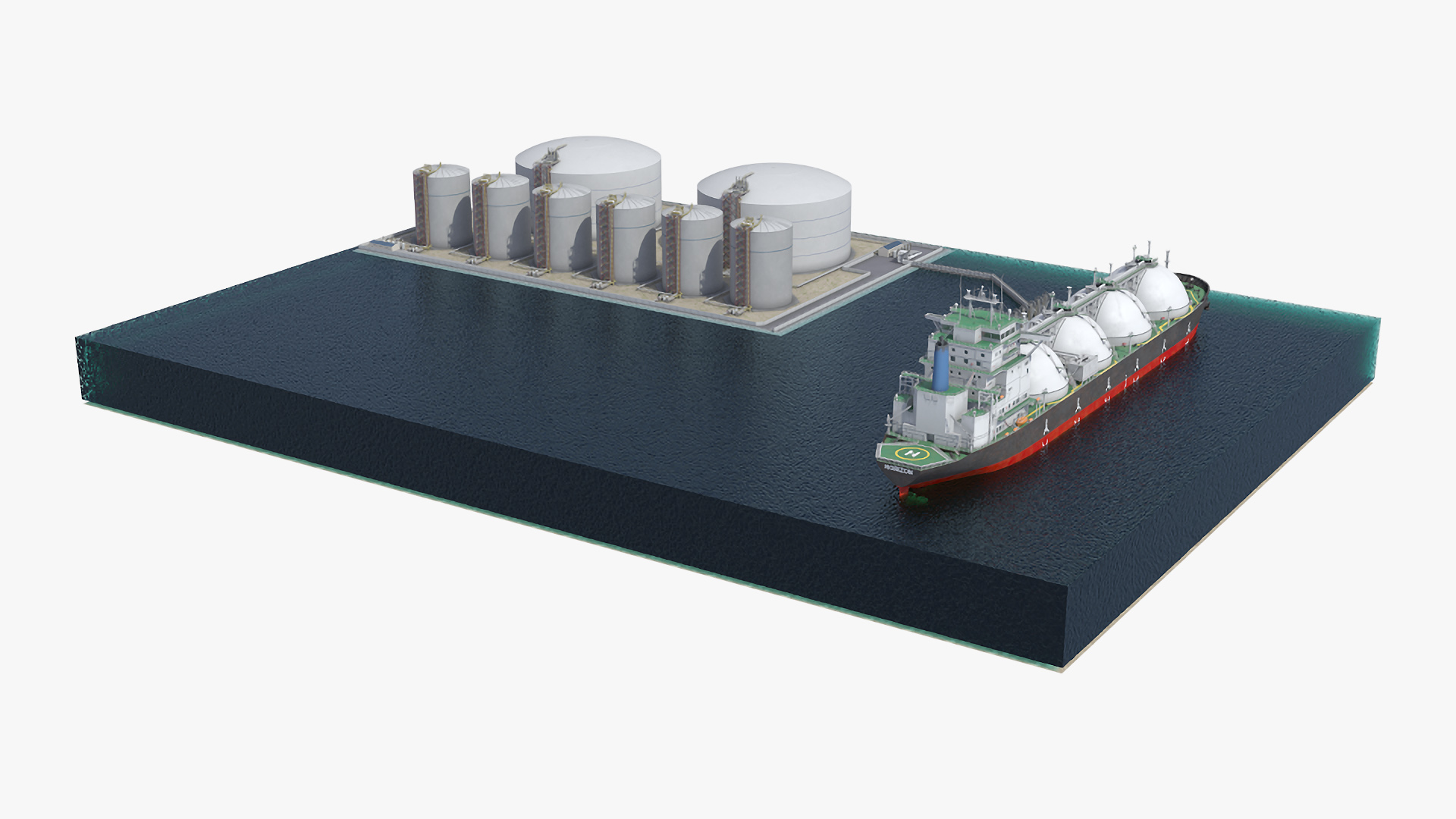 Liquefied Natural Gas Terminal with Gas Carrier Ship 3D