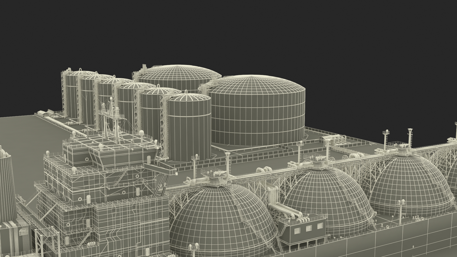 Liquefied Natural Gas Terminal with Gas Carrier Ship 3D