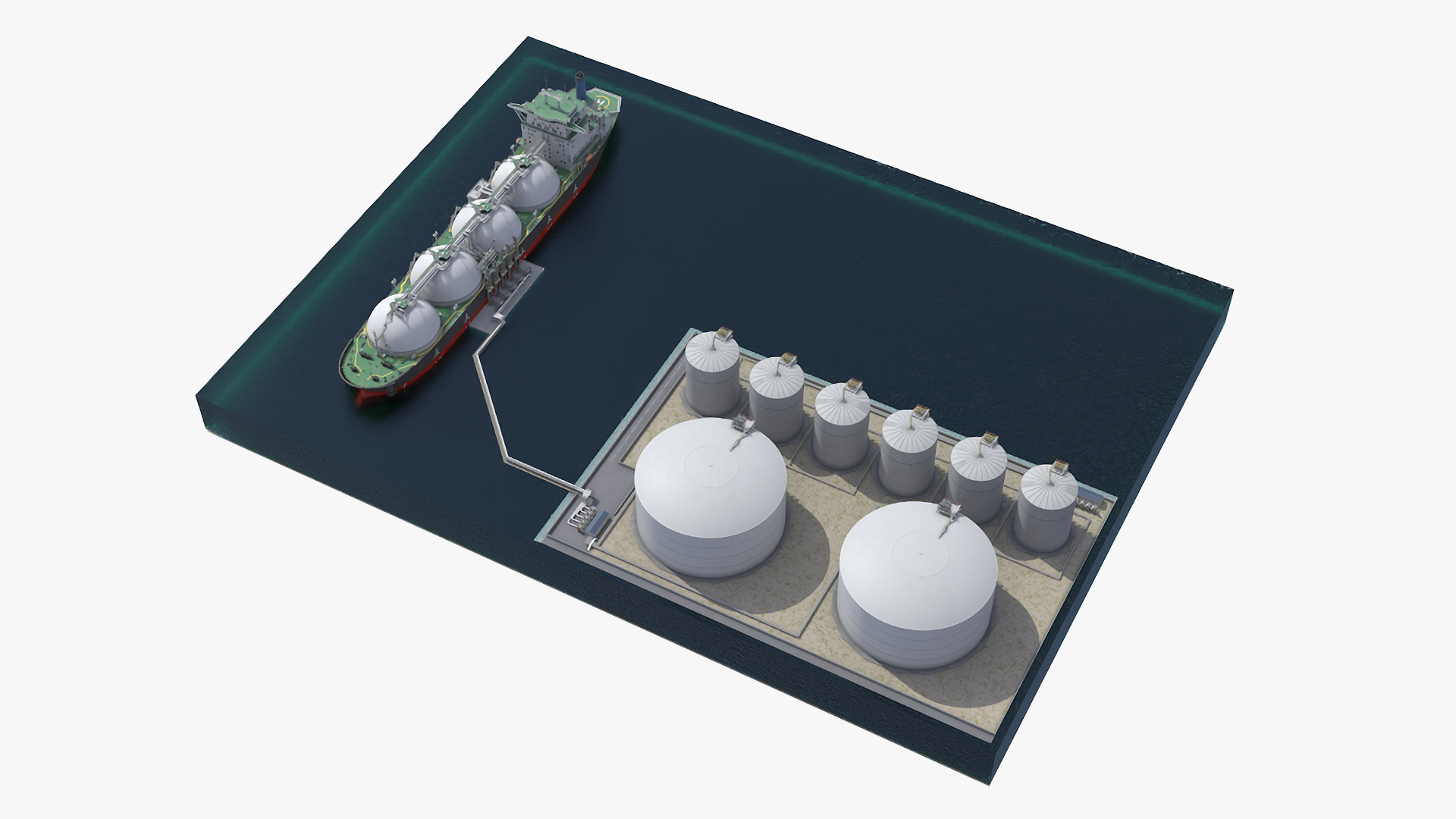 Liquefied Natural Gas Terminal with Gas Carrier Ship 3D