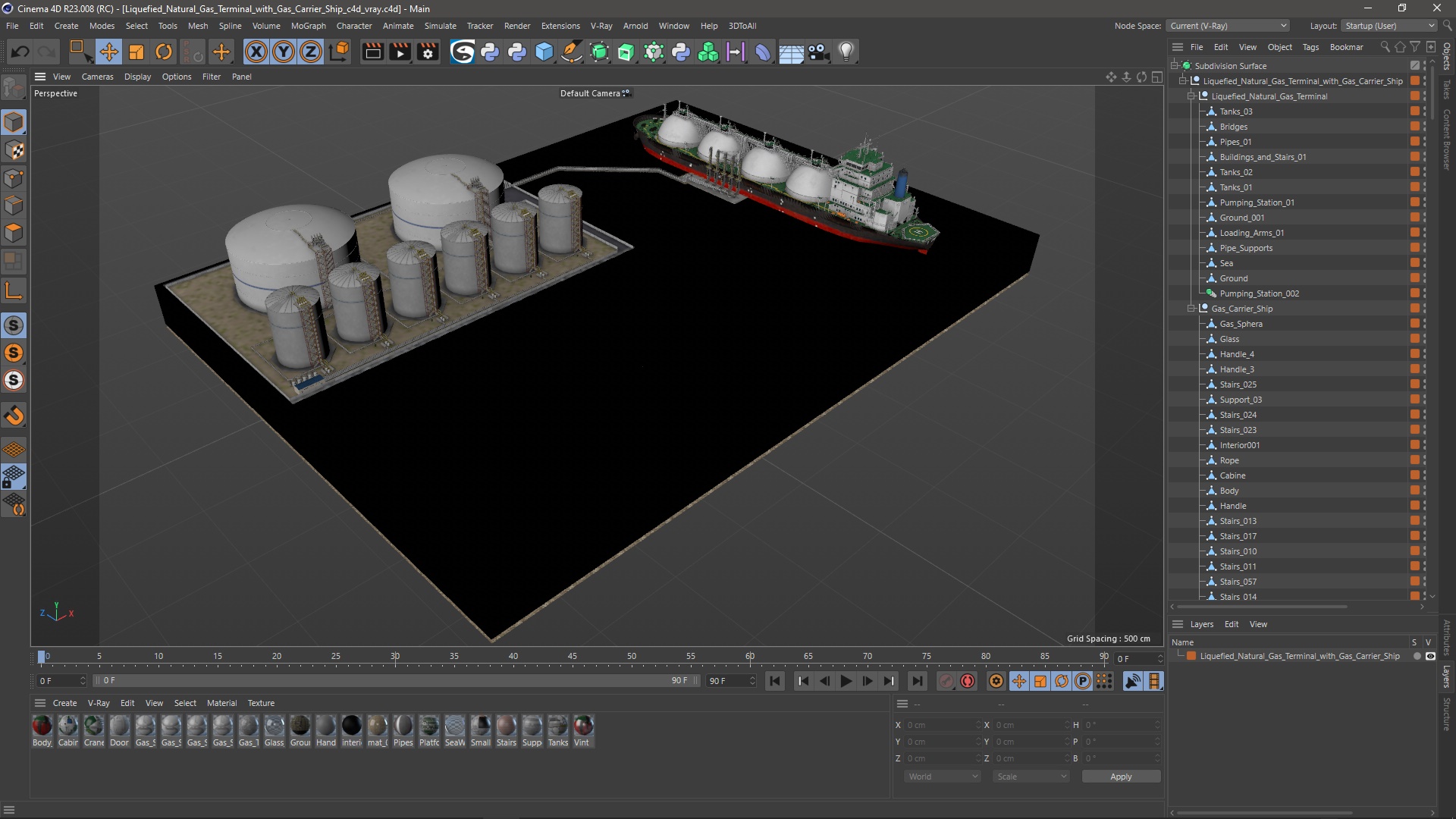 Liquefied Natural Gas Terminal with Gas Carrier Ship 3D