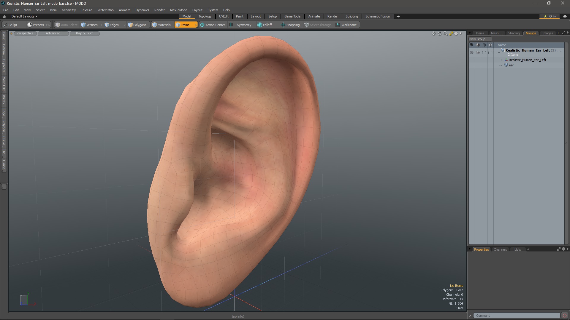 Realistic Human Ear Left 3D model